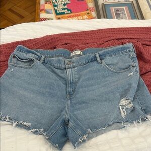 Abercrombie & Fitch Light Wash Ripped Jean Shorts